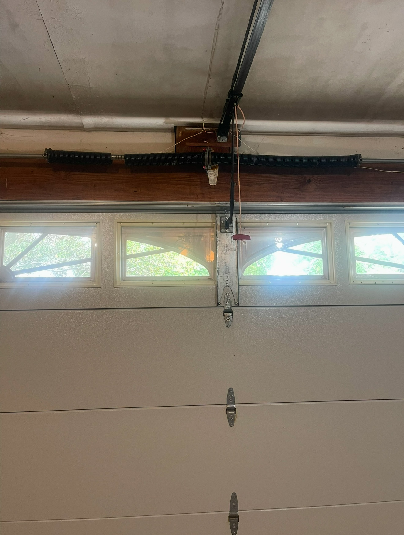 Broken spring on an overhead door